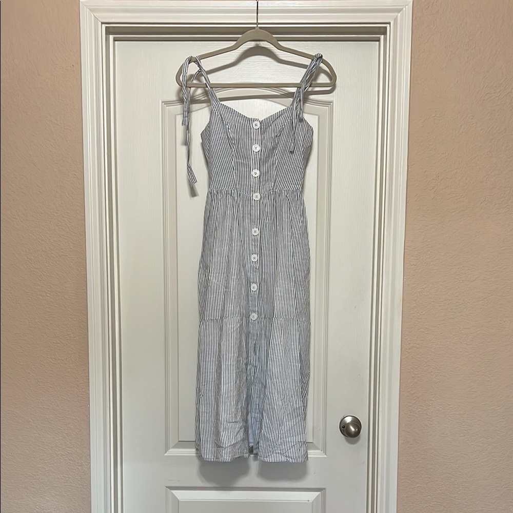 Striped Button-Down Midi Dress